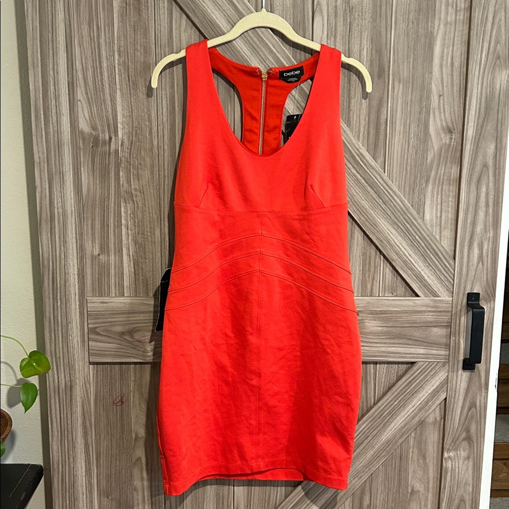 NWT bebe Bondycon Spandex Fiery Red Sleeveless Mini Dress